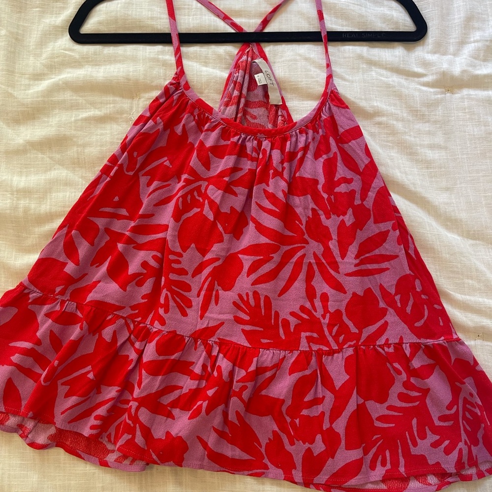 Loft Flowy Tank- Pink/red (M)